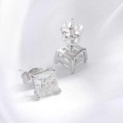 The Regal Square | Princess Cut Moissanite Stud Earrings