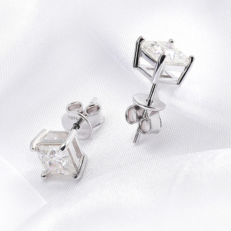 The Regal Square | Princess Cut Moissanite Stud Earrings